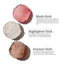 3 PCS Makeup Stick Kit: Highligher, Blush & Contour Set